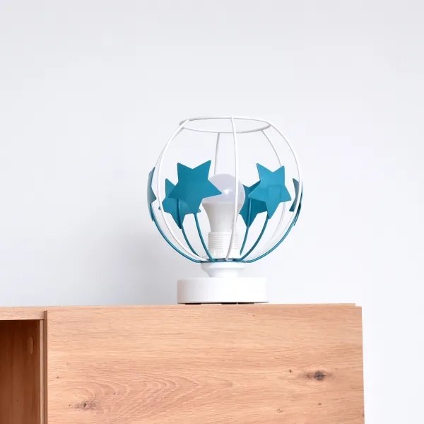 Lampă de masă pentru copii STARS 1xE27/15W/230V turcoaz/alb
