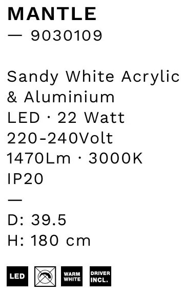 Lustra, Pendul LED, Aluminiu, Acrilic, Mantle 39,5cm NVL-9030109