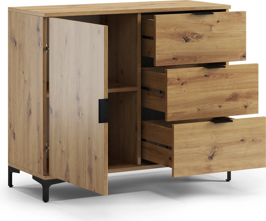 Mazzoni Comodă LANA K-100S Stejar Artisan - DULAP VERTICAL CU SERTARE