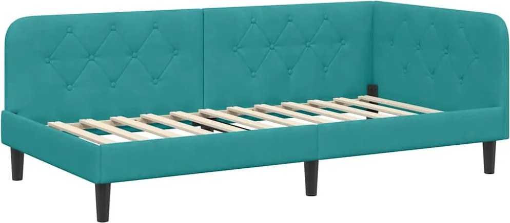 vidaXL Cadru de pat colțar Turcoaz 90 x 200 cm Catifea