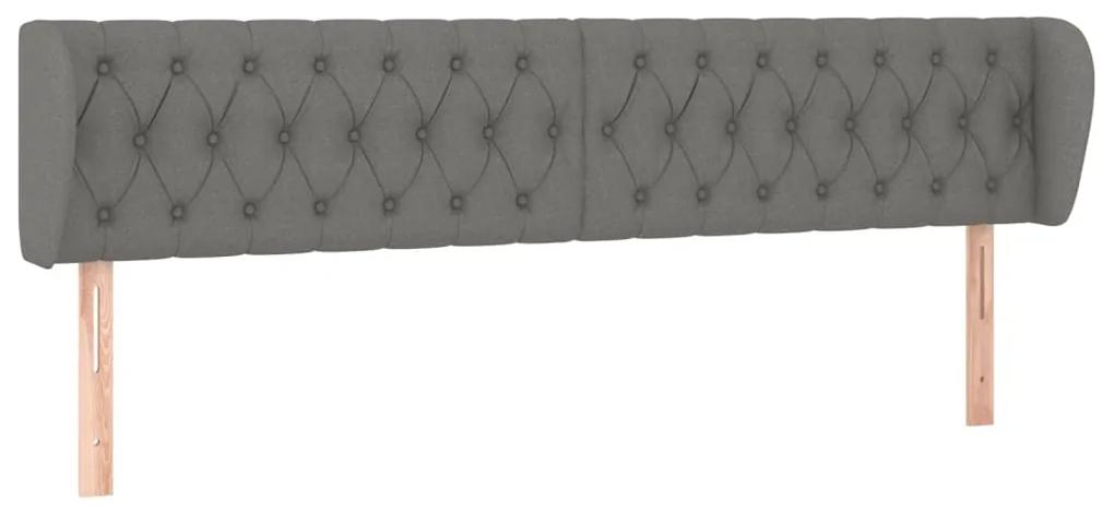 Tablie de pat cu aripioare gri inchis 203x23x78 88 cm textil 1, Morke gra, 203 x 23 x 78 88 cm
