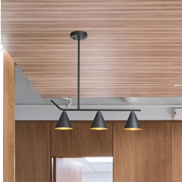 Lustră pe tijă 3xE27/40W/230V negru