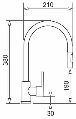 Baterie de chiuvetă cu cap de duș detașabil Pyramis 90941338 IDEA negru mat