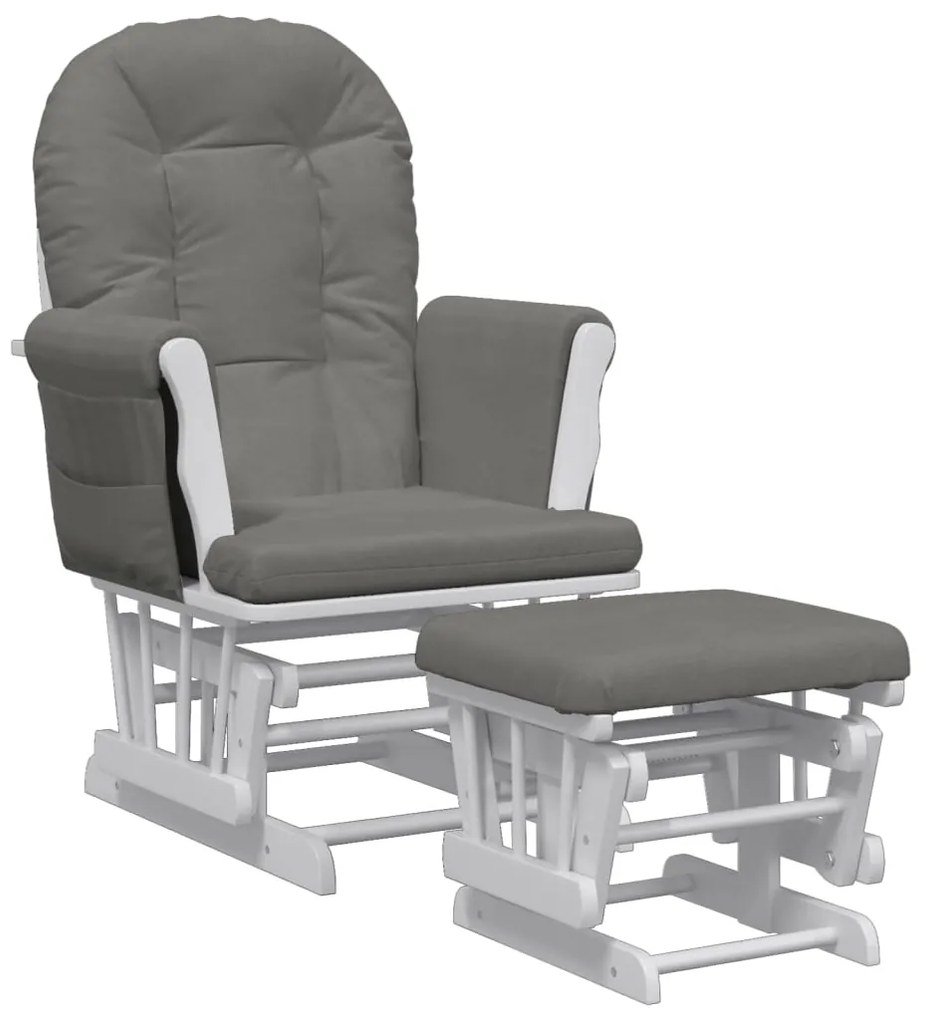 351661 vidaXL Scaun de relaxare glisant cu taburet, gri închis, textil
