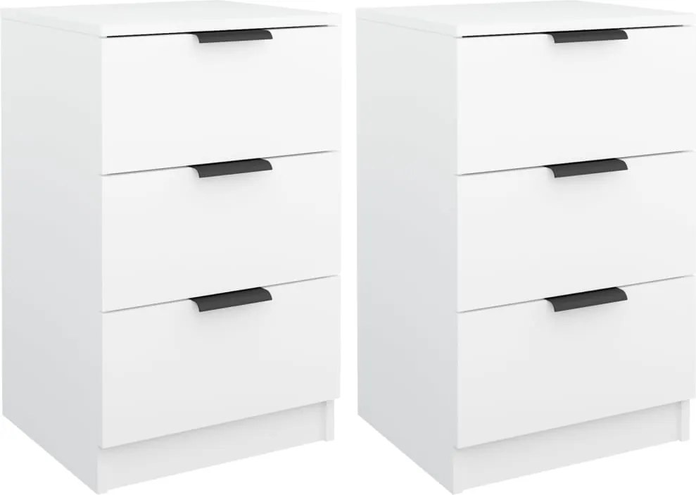 vidaXL Noptiere, 2 buc., alb, 40x36x65 cm