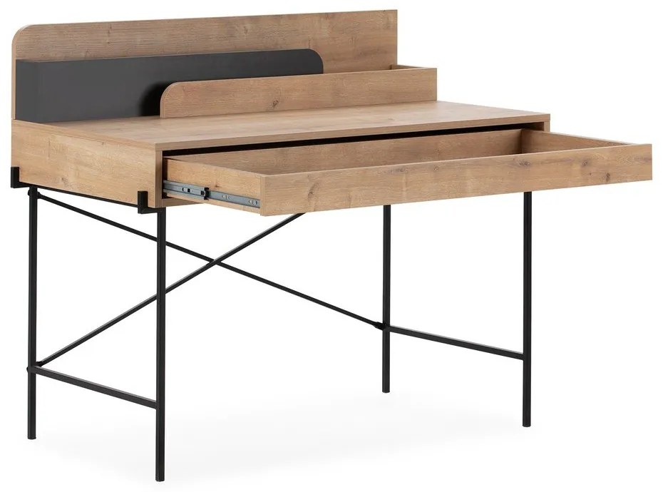 Birou de tip secretaire din lemn de stejar 60x113 cm Lila – Marckeric