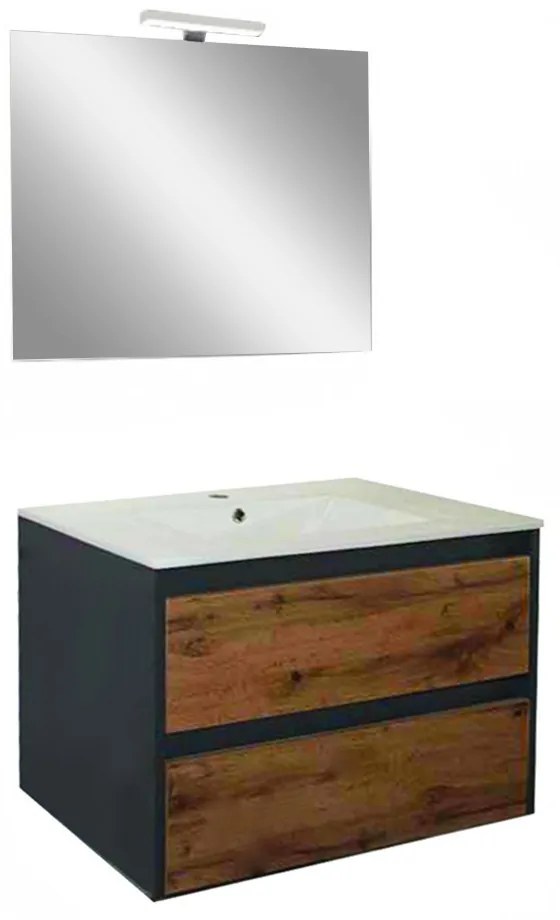 Mobilier complet de baie Porto Prime 80 în culoarea stejarului rustic antracit