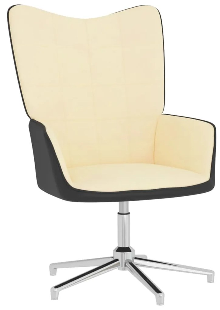 Scaun de relaxare, alb crem, catifea și pvc