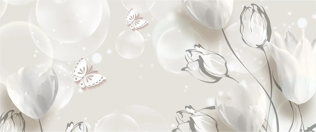Tablou - Lalele între bule (120x50 cm)
