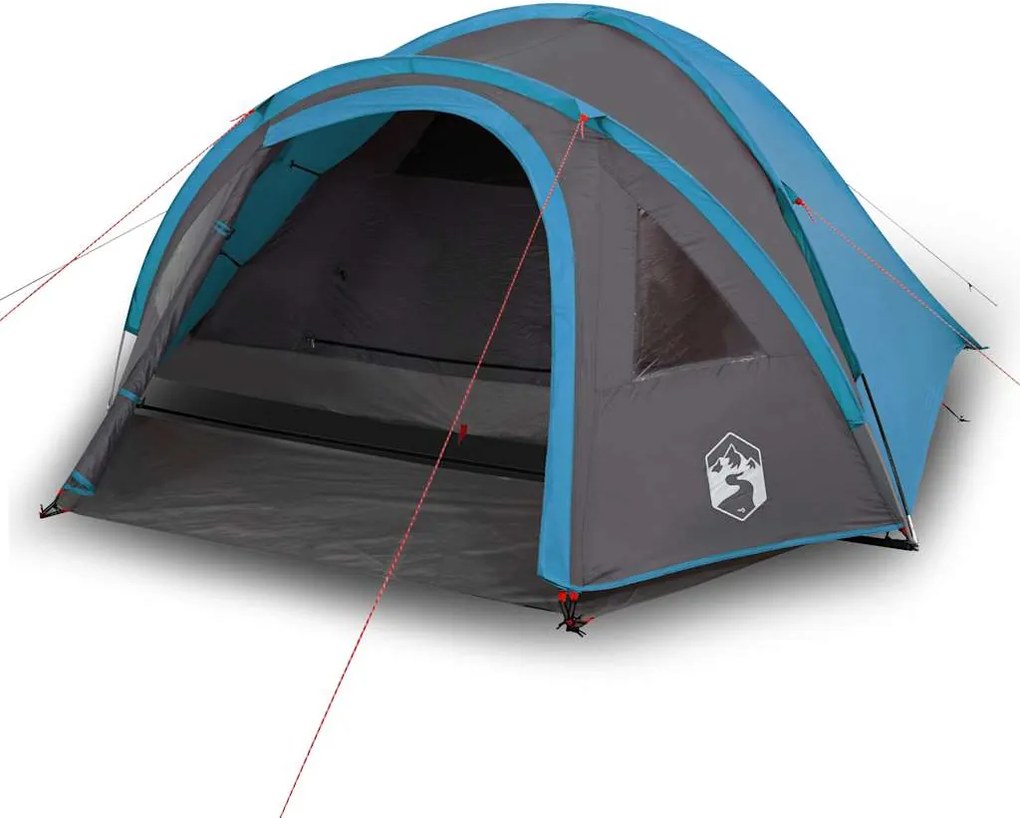 vidaXL Cort de camping cupolă pentru 4 persoane, albastru, impermeabil