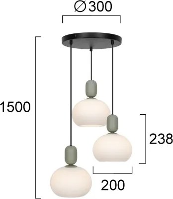 Candelabru pe cablu VALISIA 3xE27/40W/230V negru/măsliniu