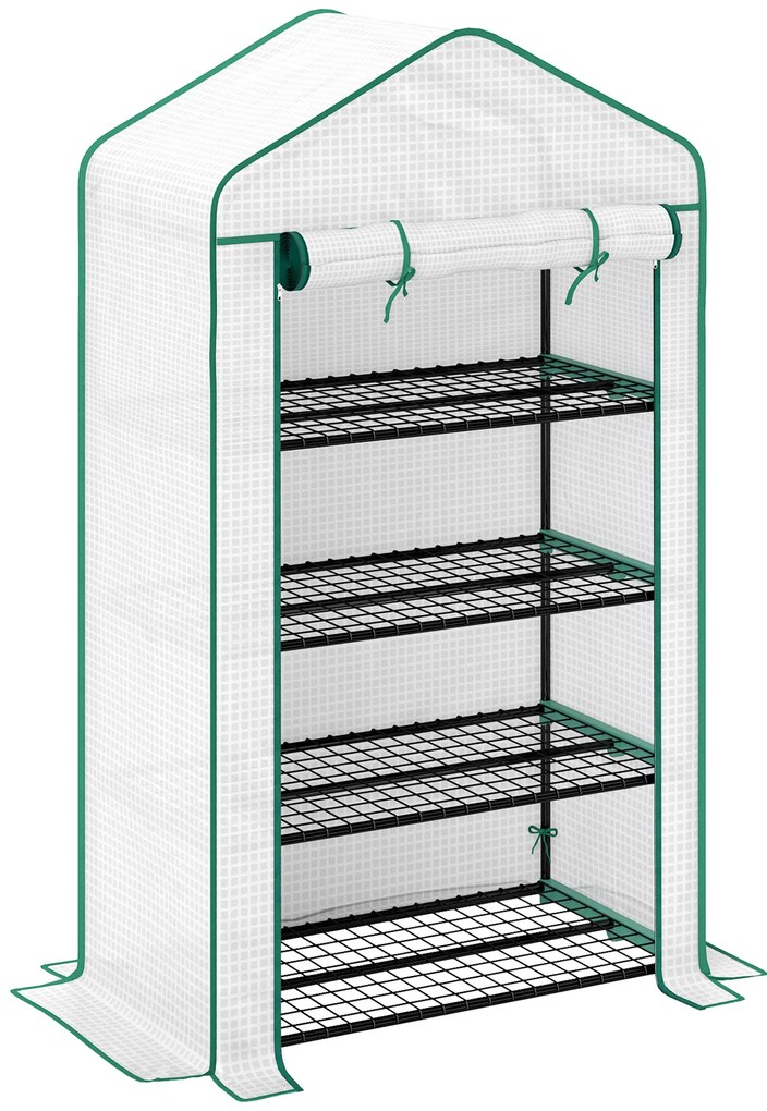 Outsunny Seră de grădină balcon raft seră 4 nivele 90 x 49 x 160 cm oțel galvanizat folie PE de înaltă densitate alb | Aosom Romania