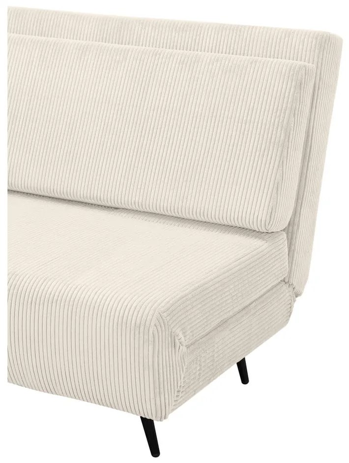 Canapea crem extensibilă cu tapițerie din catifea reiată 140 cm Mallory – Støraa