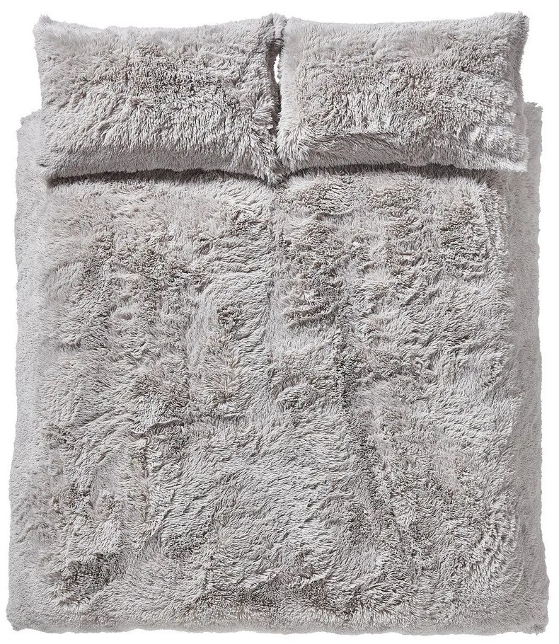 Lenjerie de pat din micropluș gri deschis Catherine Lansfield Cuddly, 135 x 200 cm, gri