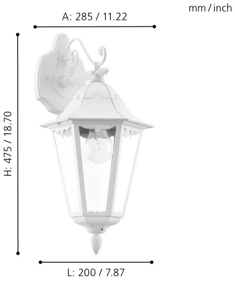 Eglo 93445 - Corp de iluminat perete exterior NAVEDO 1xE27/60W/230V