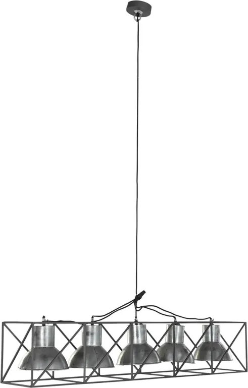Lustră suspendată din metal, gri și negru, cu 5 brațe, 24 x 115 x 24 cm, „Charroux”