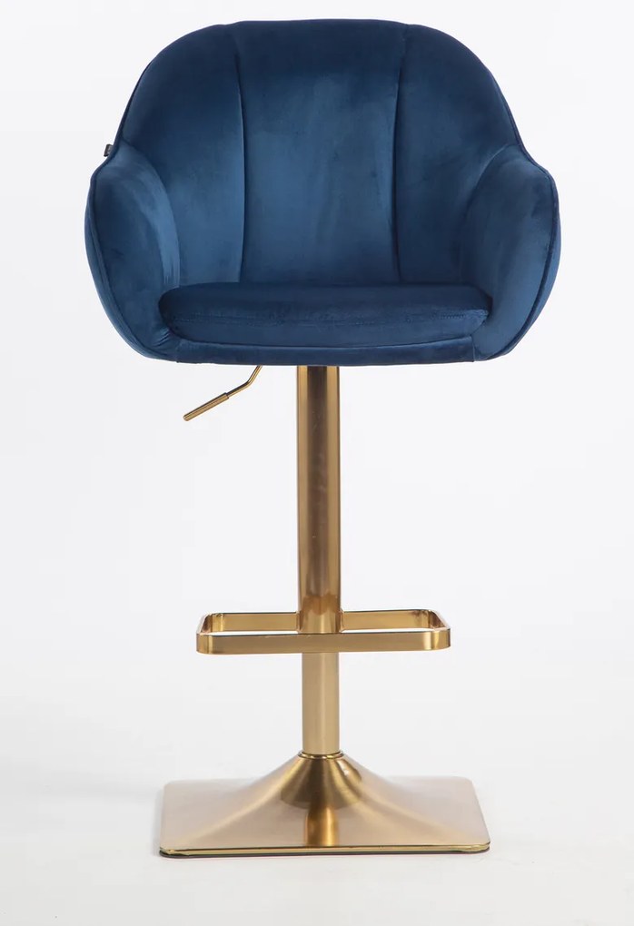 HR2055KW Scaun Bleumarin din Catifea cu Bază Aurie