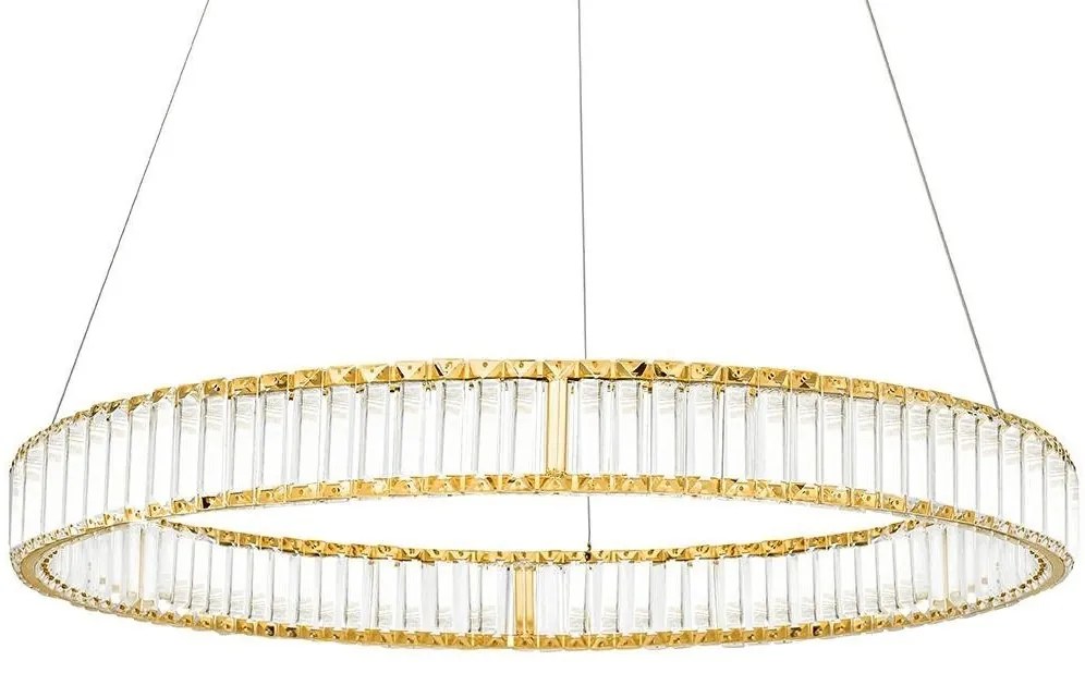 Lustra suspendata LED design ambiental Ring auriu 100cm