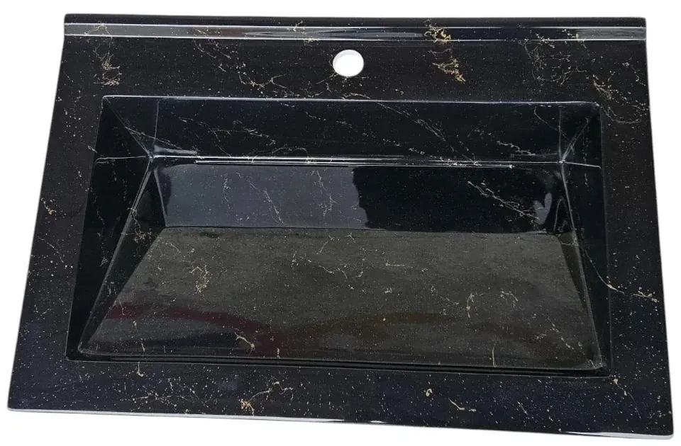 Lavoar(chiuveta) baie compozit granit, cu sifon ascuns, HouseXL LuxMarble, 71x47 cm, montaj pe blat sau masca, antibacterian, aspect marmurat