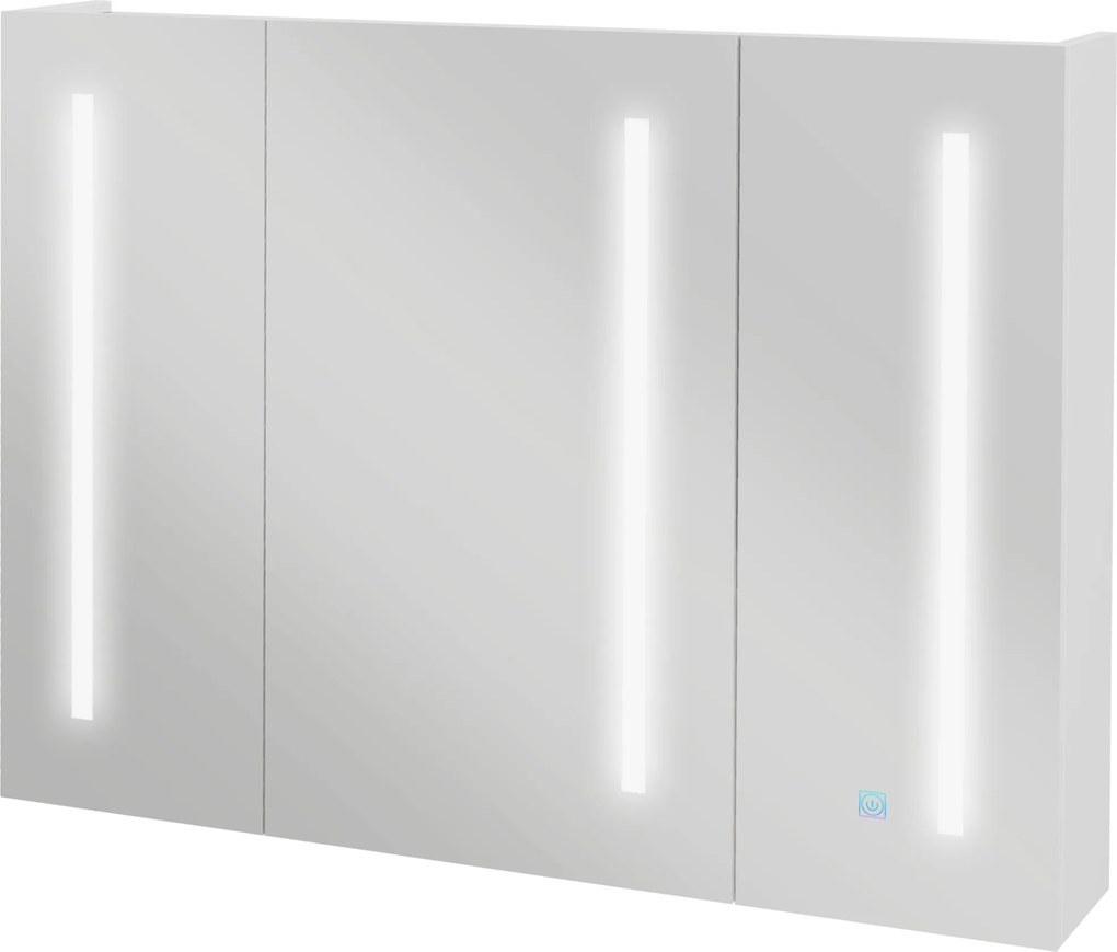 Kleankin Dulap cu Oglindă LED pentru Baie, USB, Raft Reglabil, 90x15x70cm, Alb Lucios | Aosom Romania