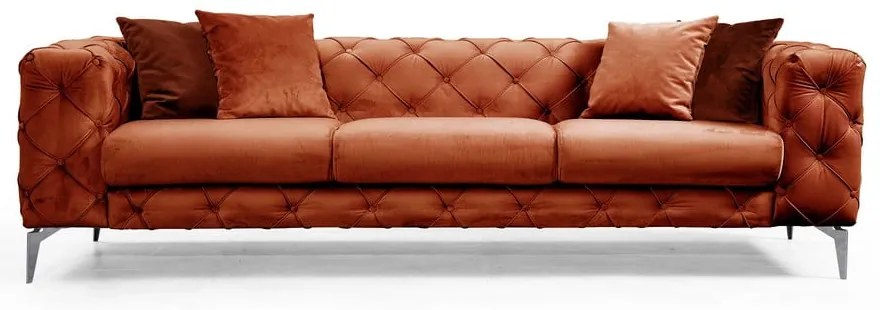 Canapea portocalie cu tapițerie din catifea 237 cm Como – Artie