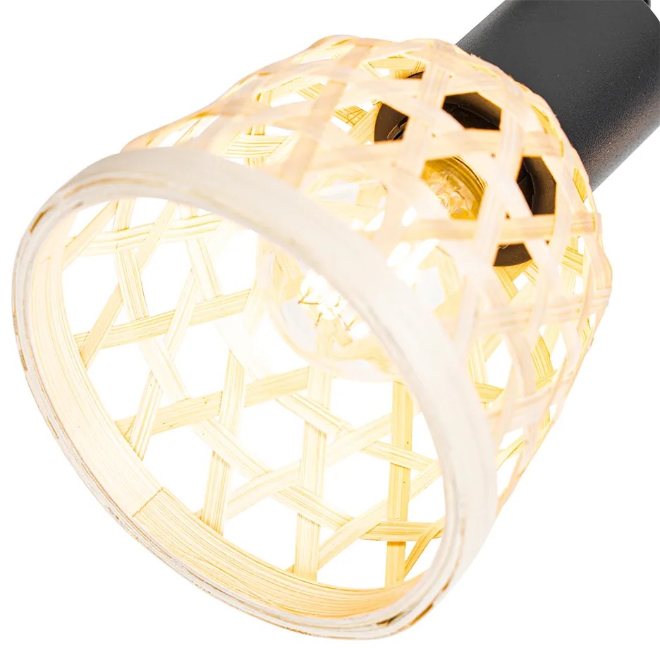 Spotlight oriental negru cu bambus 3 lumini - Rayan