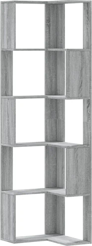 vidaXL Bibliotecă cu 5 niveluri gri sonoma 50x50x179 cm lemn prelucrat