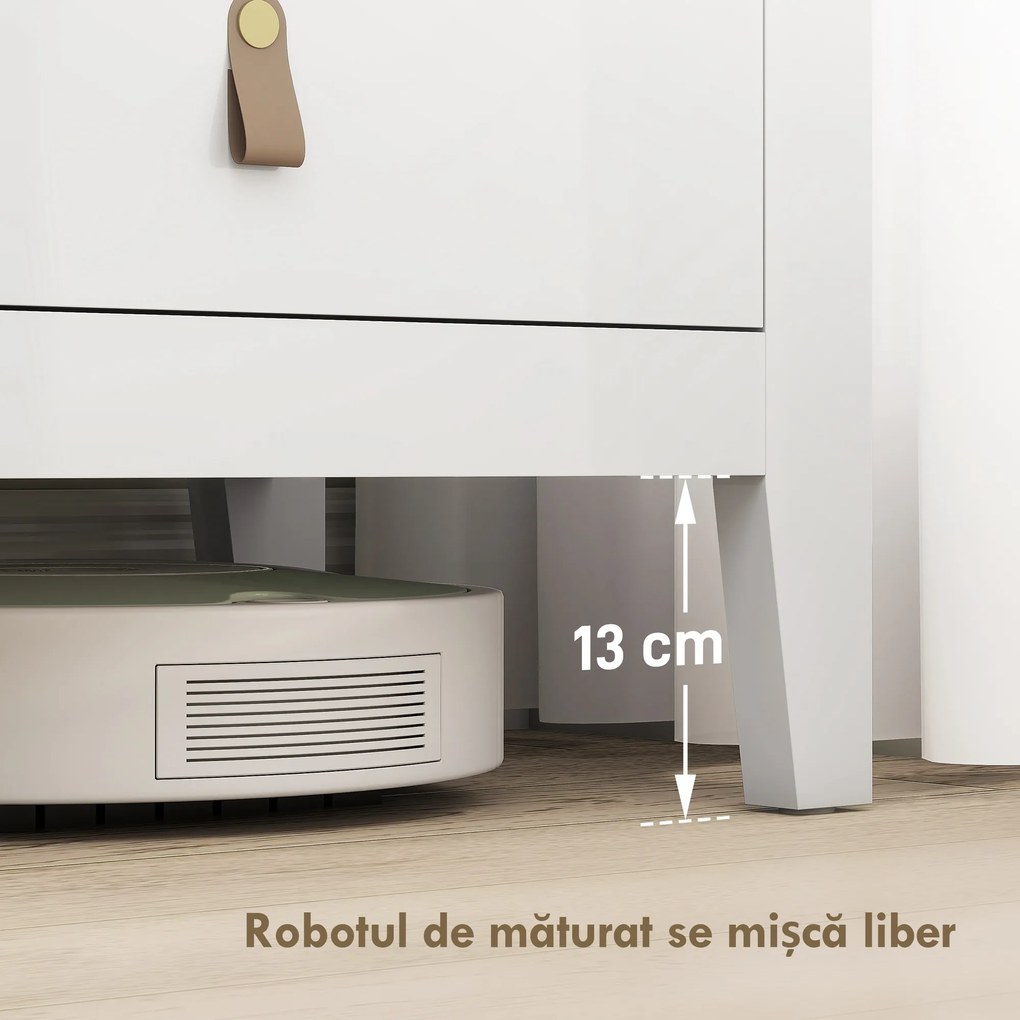 HOMCOM Comodă cu 4 Sertare și Mânere din Piele Ecologică Albă | Aosom Romania