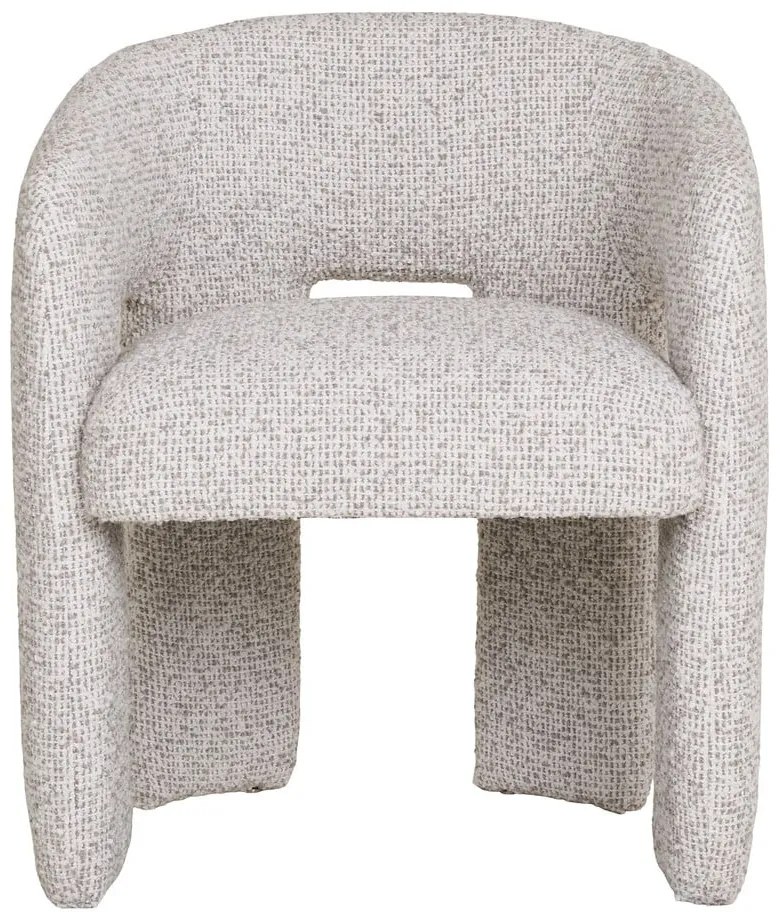 Scaun de sufragerie gri deschis cu cotiere tapițat Monroe – House Nordic