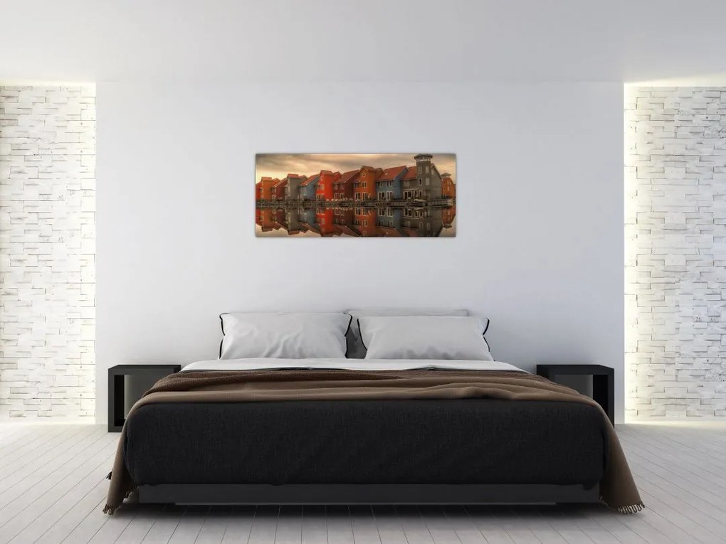 Tablou cu căsuțele colorate (120x50 cm)