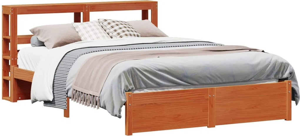 vidaXL Cadru de pat Maroniu cerat 150 x 200 cm Lemn de pin masiv