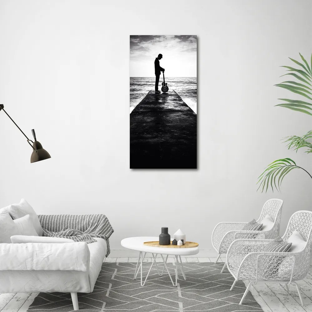 Tablou pe pânză canvas Chitarist pe dig