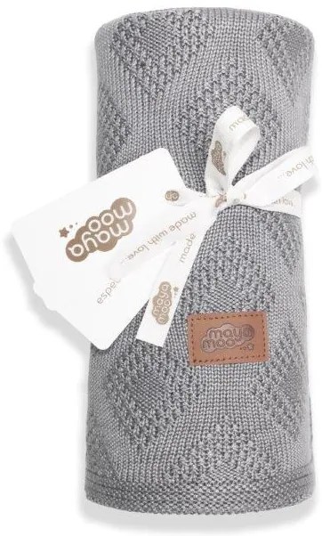 Patura pentru copii tesatura din fibra de bambus Culoare Gri inchis, MAYA MOO DESIGN 04