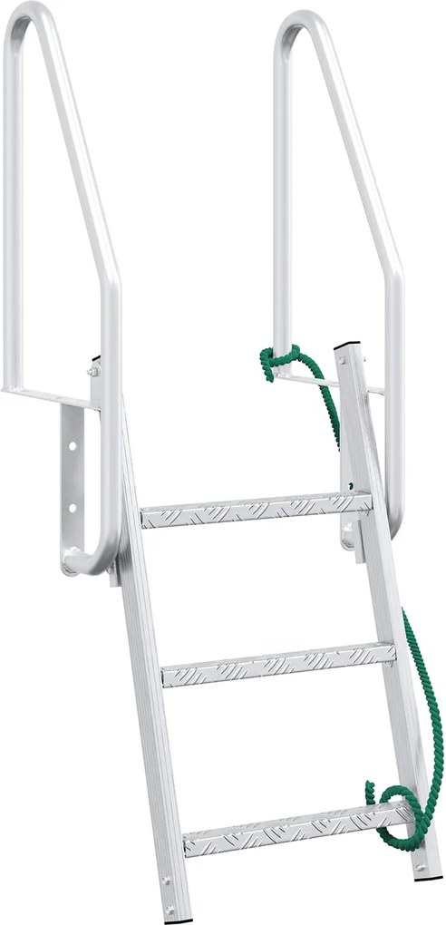 vidaXL Ladder dock cu 3 pași Argintiu 58 x 77 x 144 cm Aluminiu