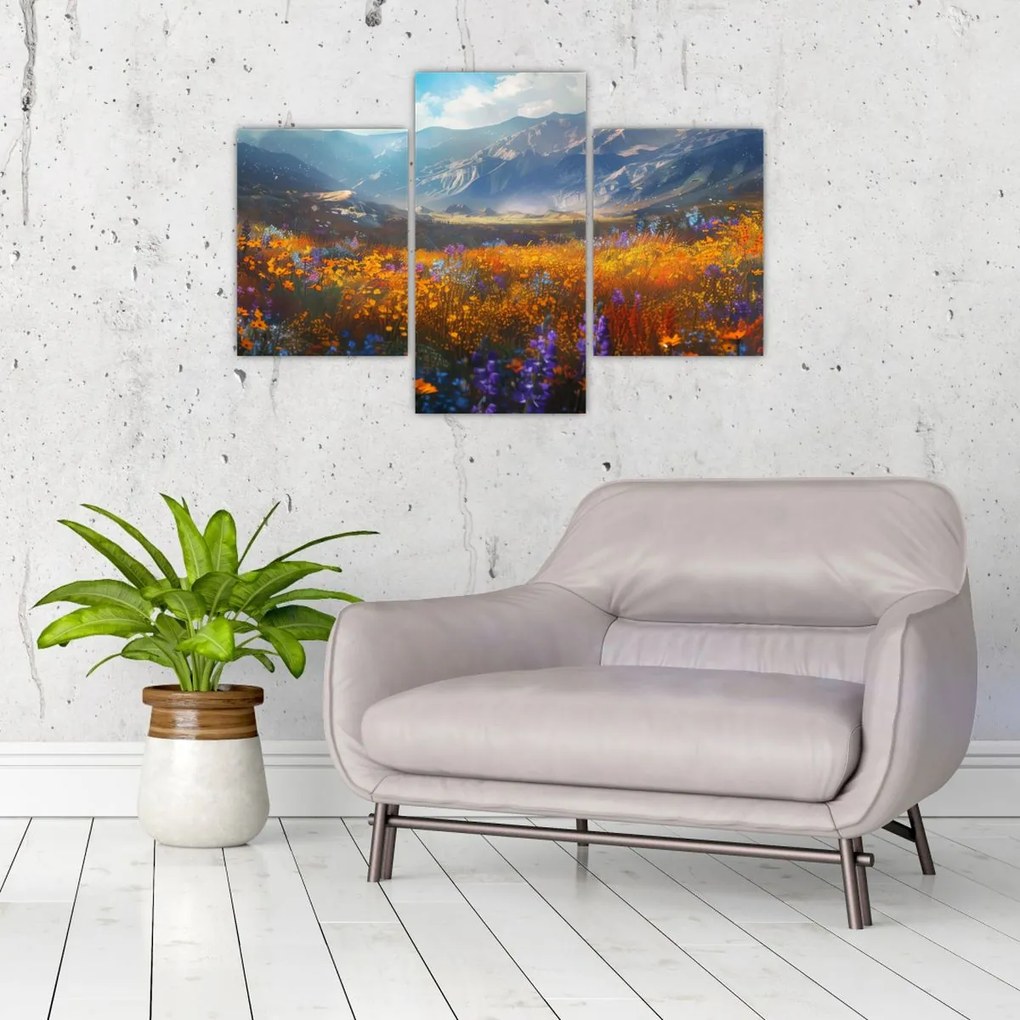 Tablou - Peisaj montan pictat II. (90x60 cm)