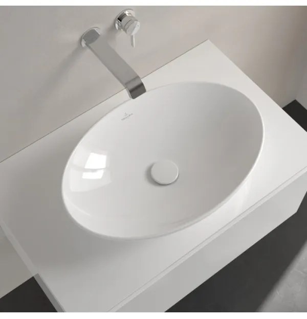 Lavoar pe blat, Villeroy&amp;Boch Loop&amp;Friends, material TitanCeram, 56x38cm, fara preaplin, Alb Alpin, 4A470101