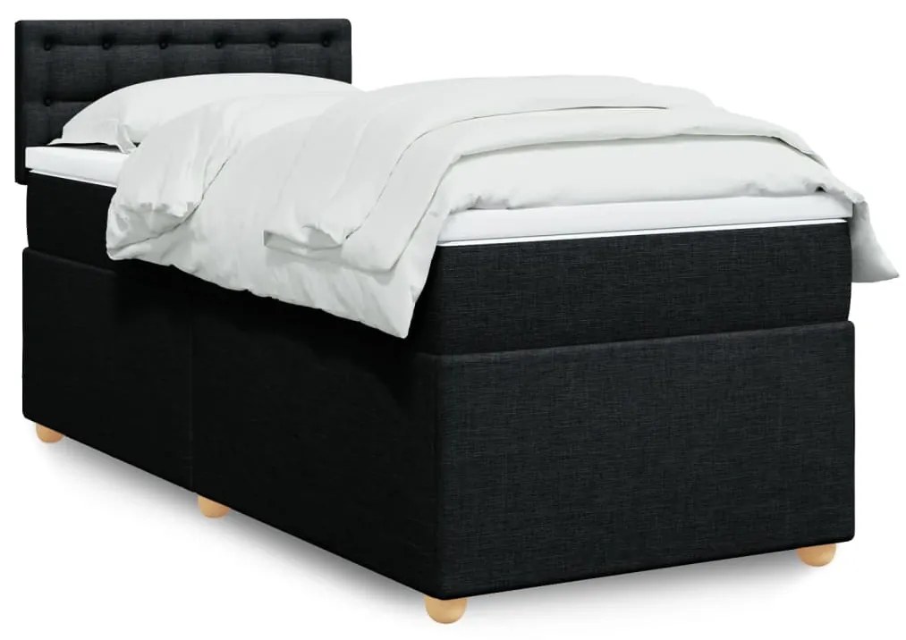 vidaXL Pat box spring cu saltea, negru, 80x200 cm, textil