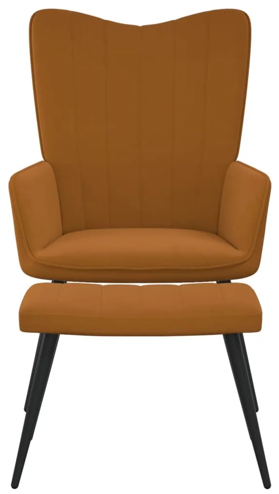 327696 vidaXL Scaun de relaxare cu taburet, maro, catifea