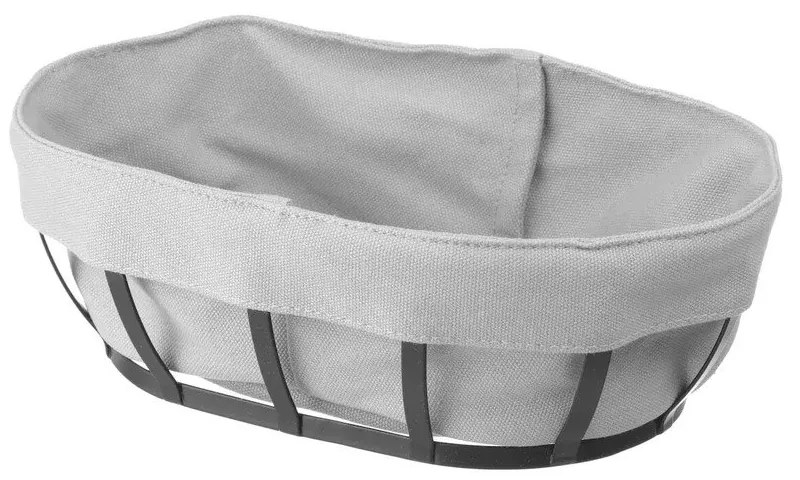 Coș de pâine cu material textil, 16 x 25 cm, Hendi, negru-gri