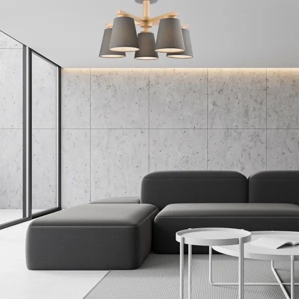 Lustr ELLIE 5xE27/60W/230V, montaj plafon, gri