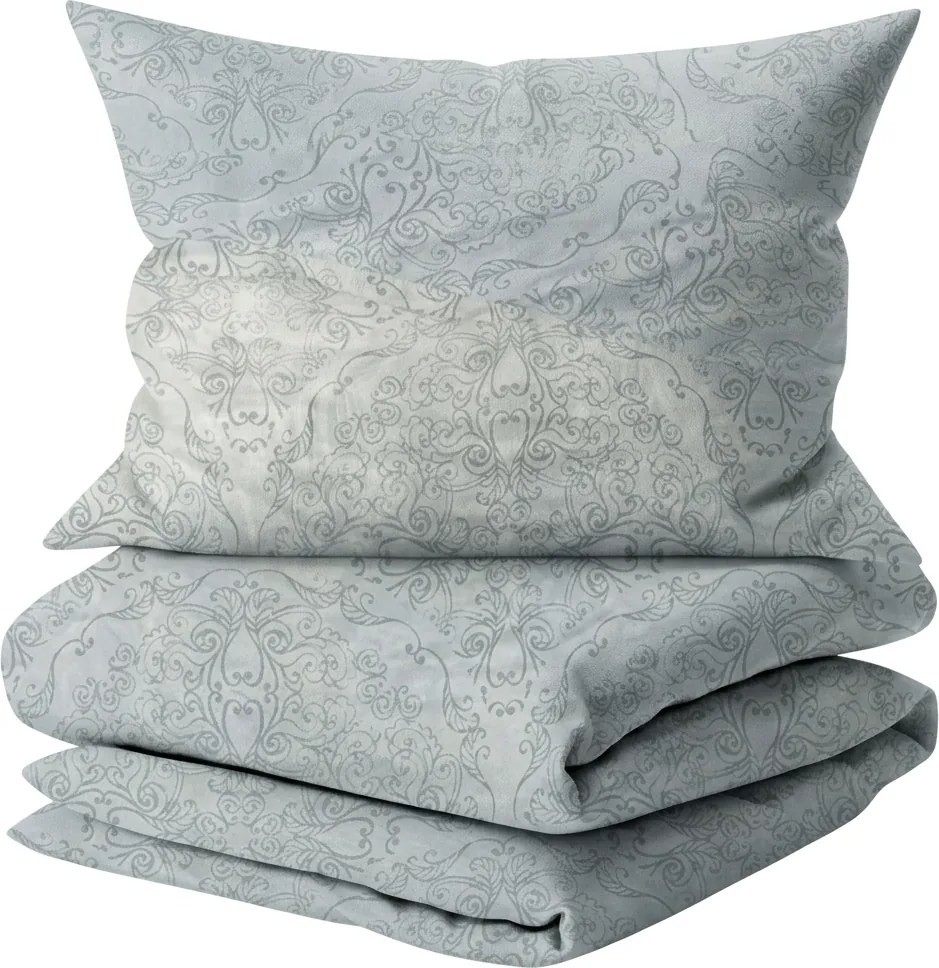 Lenjerie de pat din satin de bumbac DESPINA BLUE cu model Dimensiune lenjerie de pat: 2 buc 60 x 70 cm | 200 x 200 cm