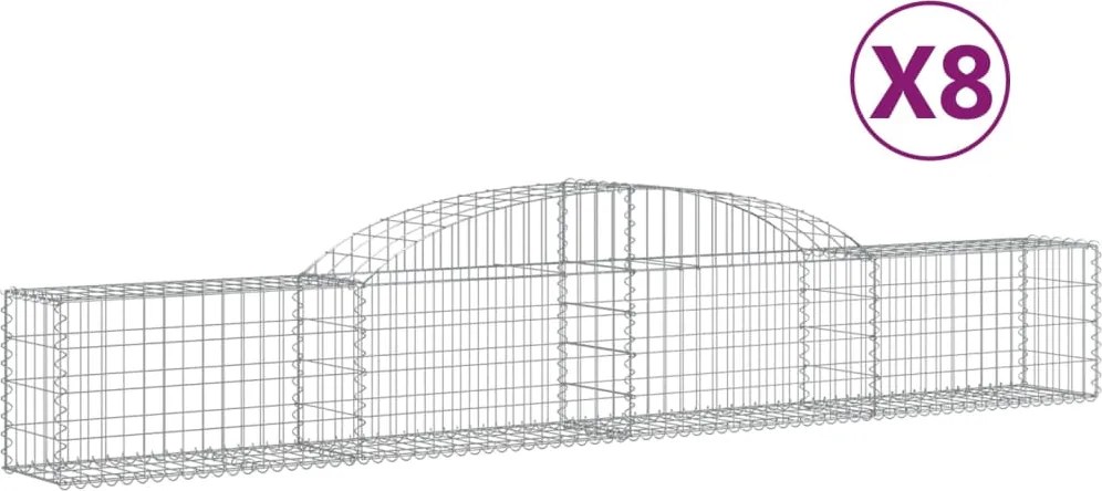 vidaXL Coșuri gabion arcuite, 8 buc., 300x30x40/60 cm, fier galvanizat