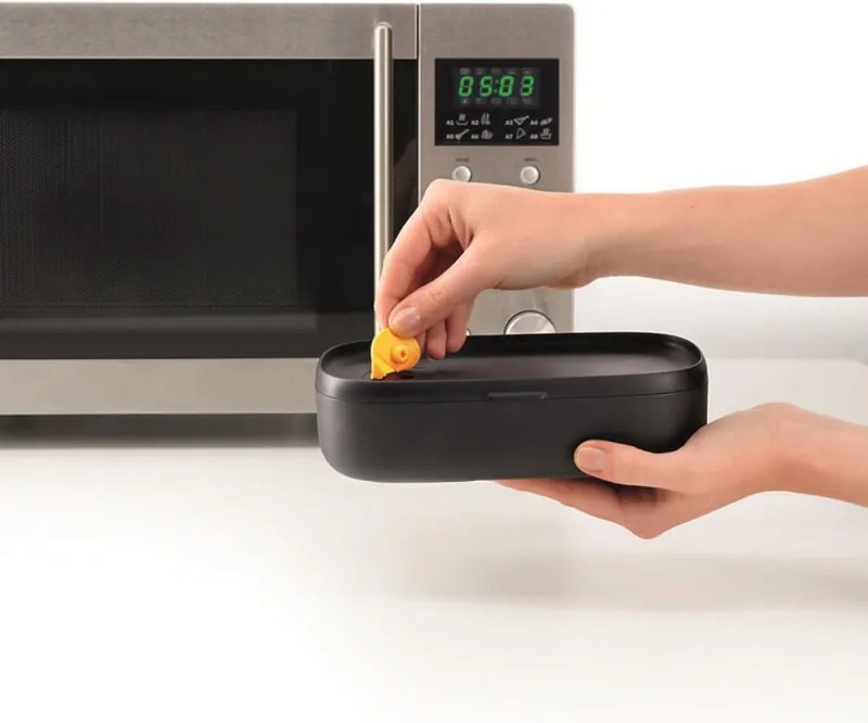 Set 2 cutii pentru alimente Lekue On The Go 1010220, 2x500 ml, Inchidere ermetica, Compartiment tacamuri, Supapa pentru cuptorul cu microunde, Turcoaz/ Negru