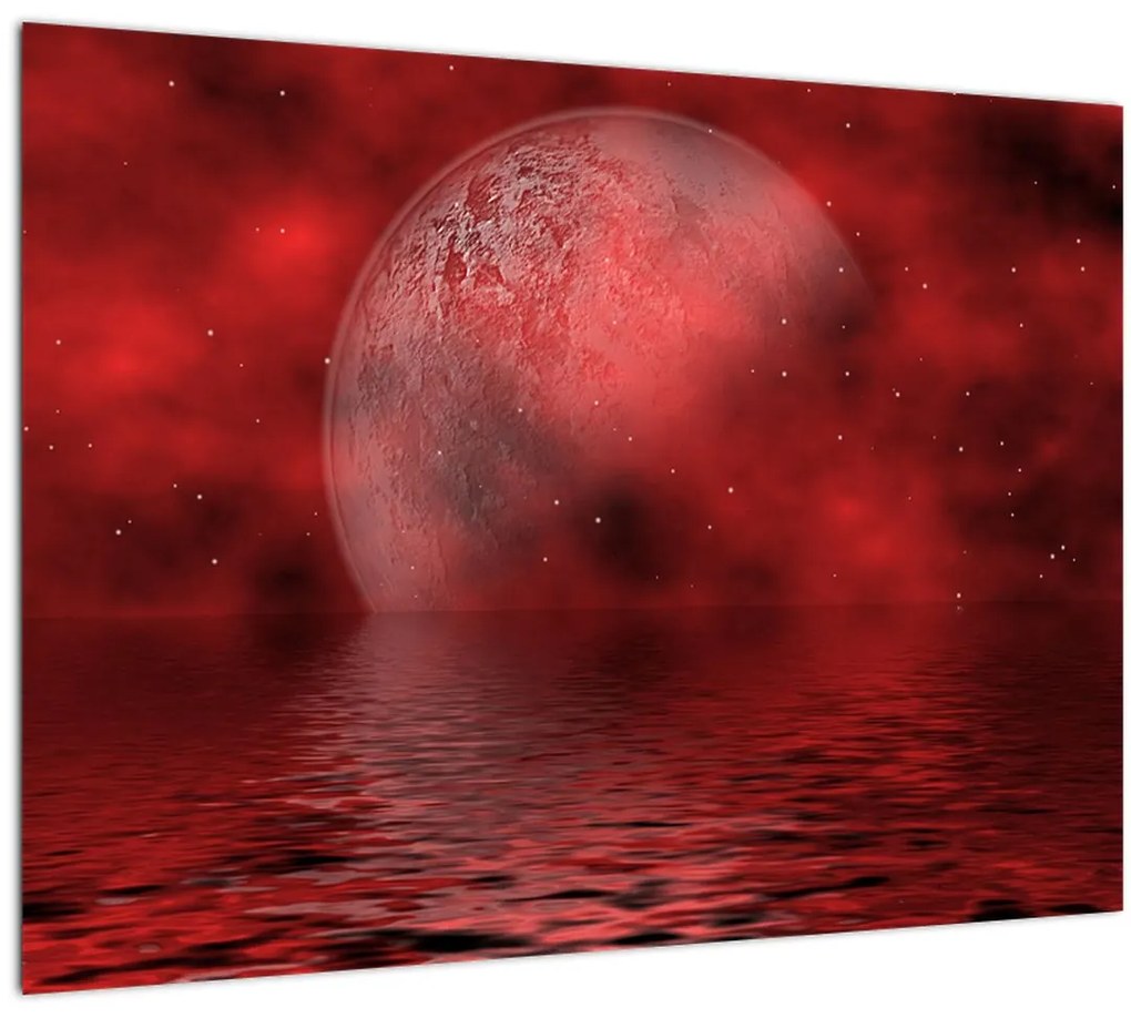 Tablou pe sticlă - Luna pe nivelul apei (70x50 cm)