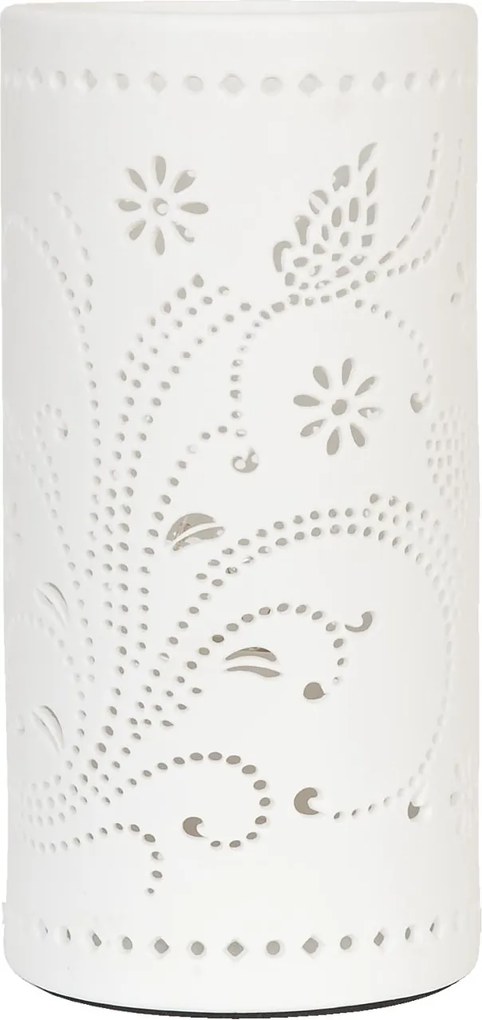 Veioza decorativa ceramica Flutturasi alba model Ø 12x25 cm E27