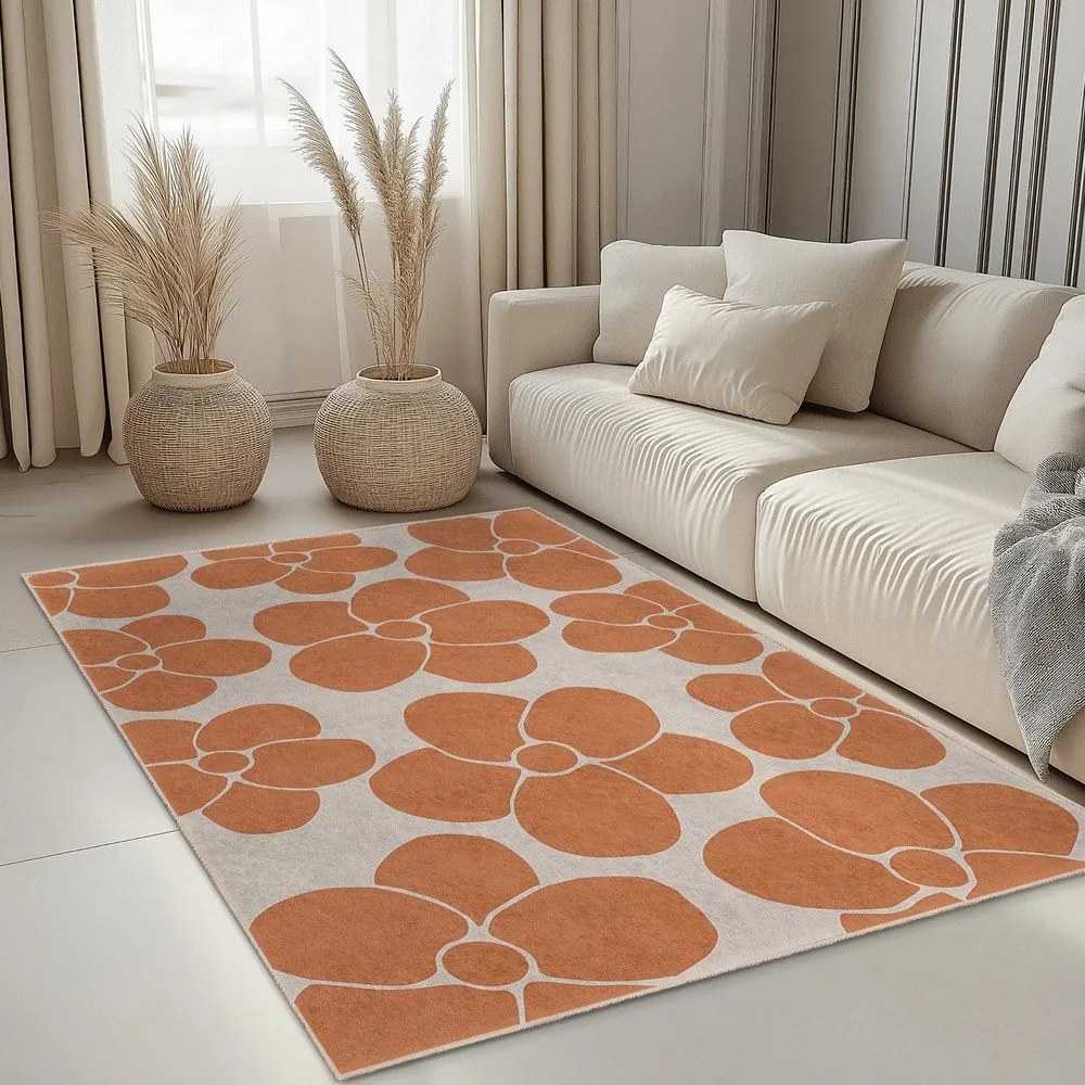 Covor tip traversă portocaliu lavabil 60x230 cm Orange Meadow – Mila Home