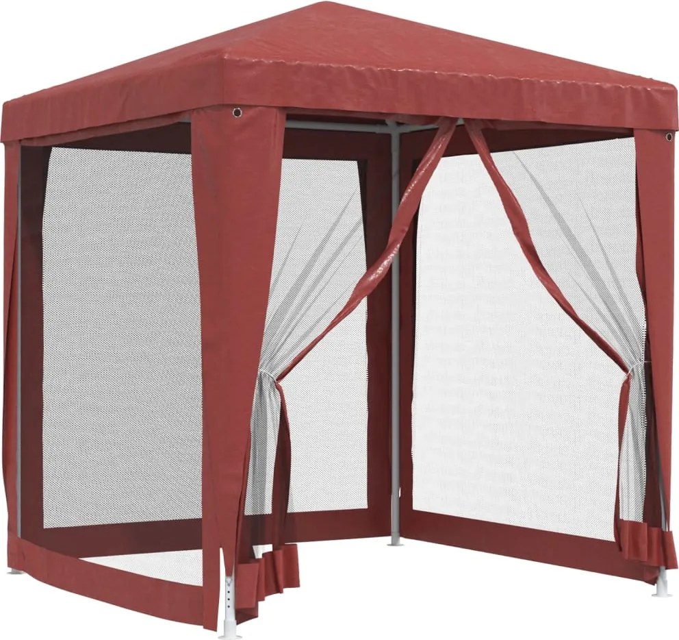 vidaXL Cort de petrecere cu 4 pereți din plasă, roșu, 2x2 m, HDPE