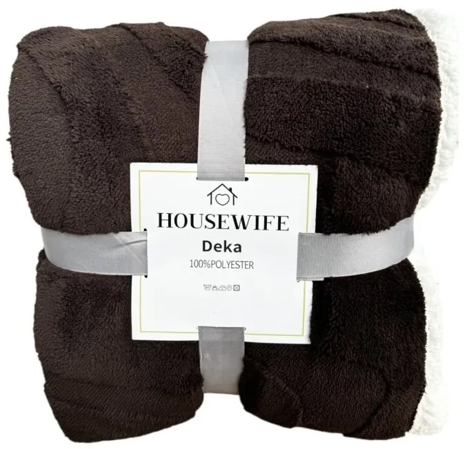 Patura luxoasa din microplus imitatie de miel NESTIVE maro inchis Dimensiune: 200 x 230 cm