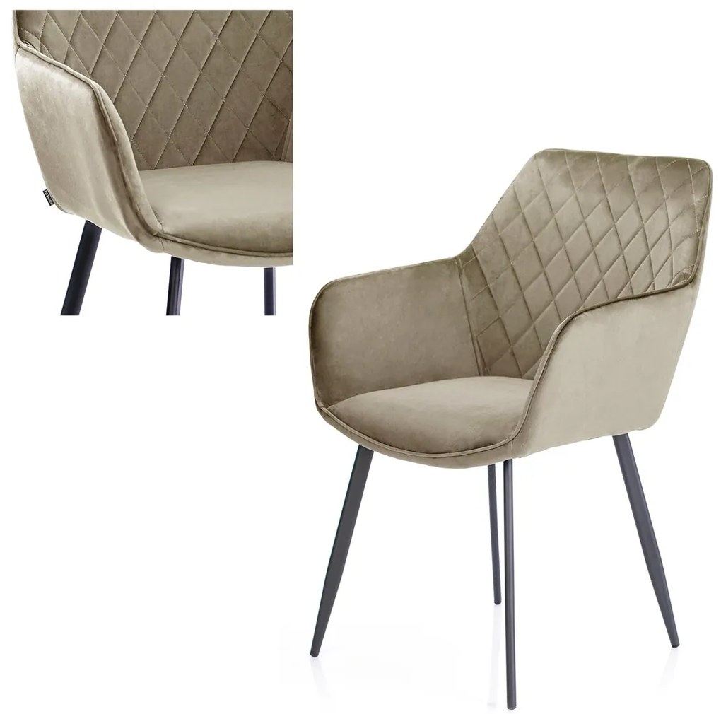 Scaun de sufragerie din catifea VIALLI cappuccino