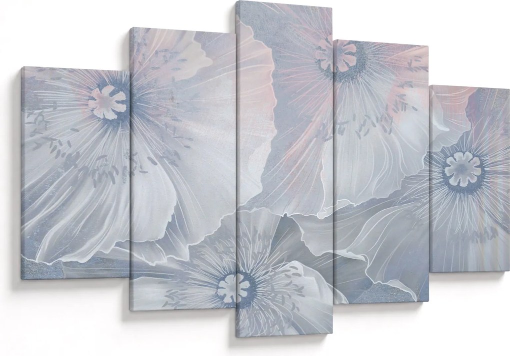 Tablou - Flori albastre pe perete (150x105 cm)